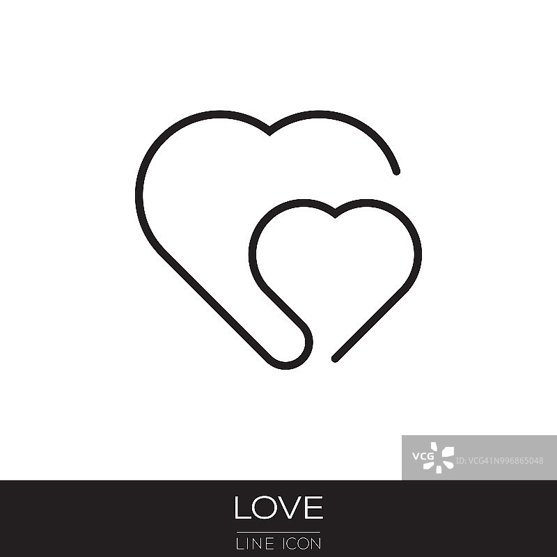 爱情-两颗心线的图标图片素材