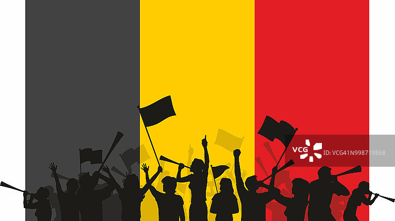 比利时球迷和旗帜图片素材