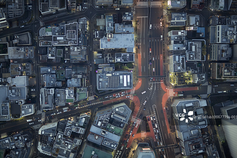日本，东京，鸟瞰图交通和街道在港区图片素材