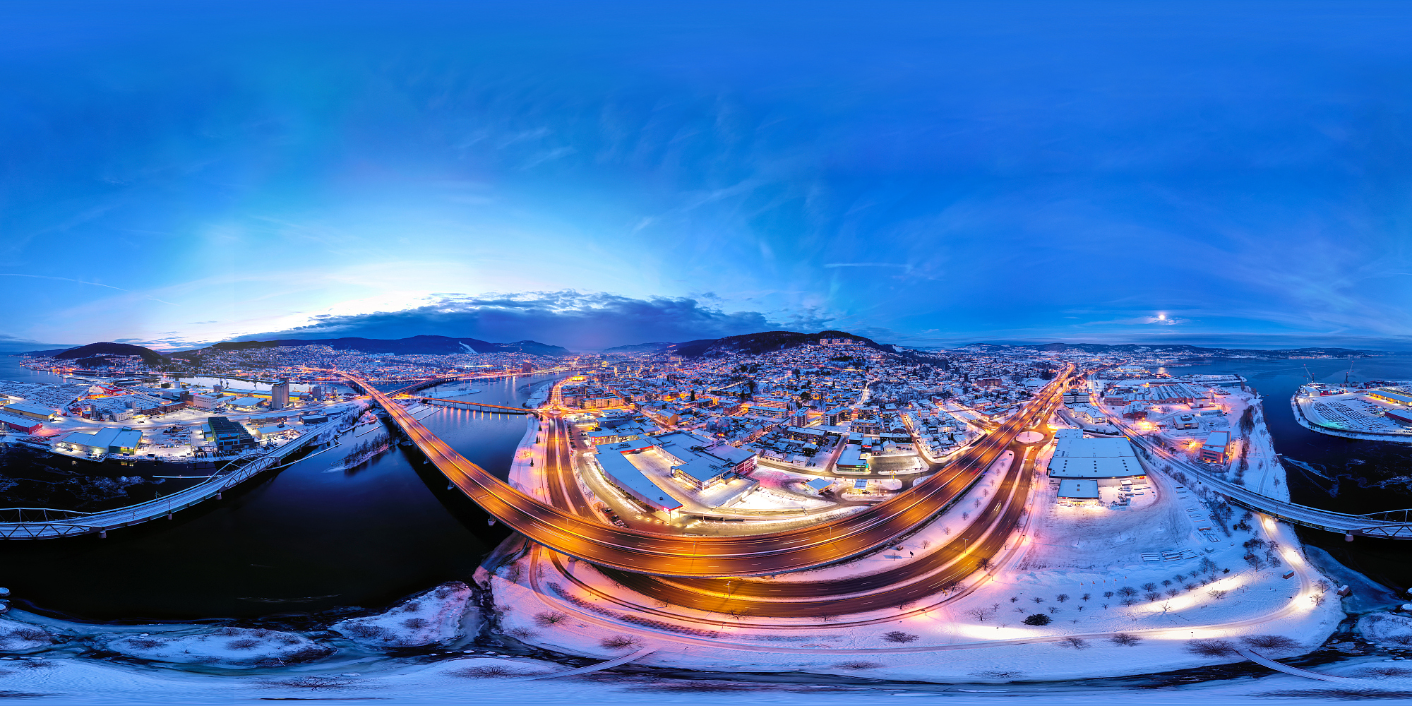 挪威戏剧家城市的360度航拍图像图片下载
