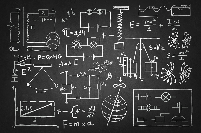 物理公式。背景概念图像与科学公式在黑板上图片下载