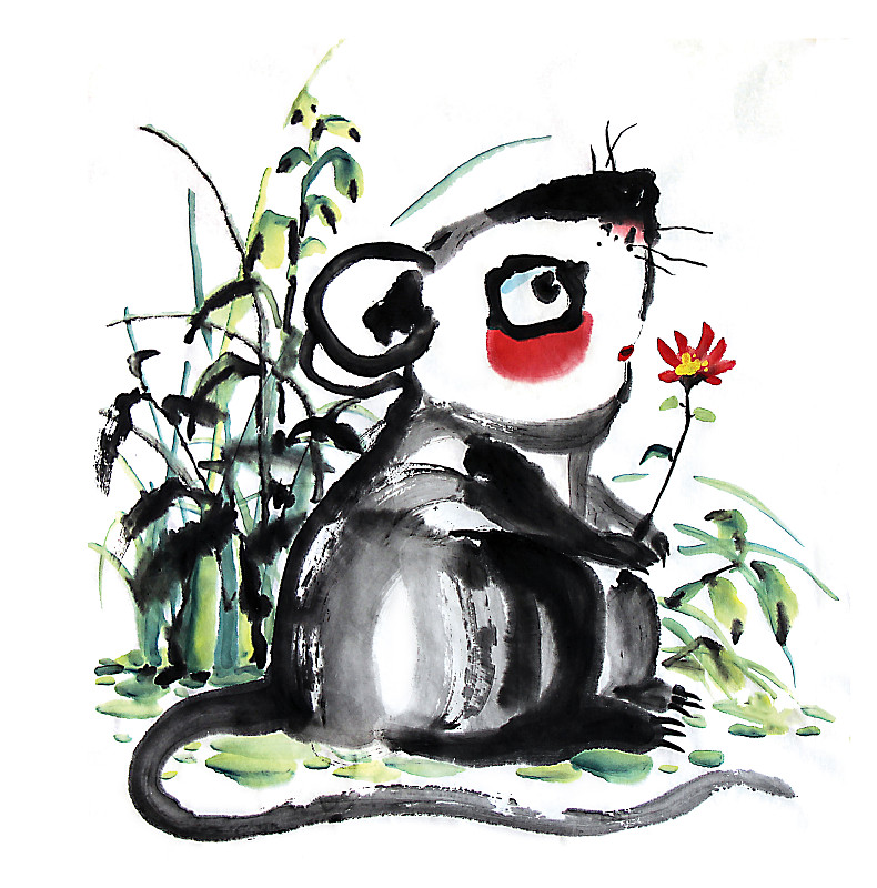 中国画十二生肖大全套共600多幅水墨画-生肖鼠系列图片素材