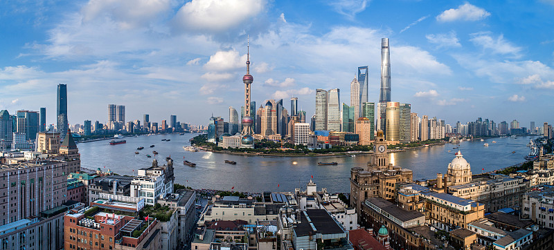 上海外滩建筑群航拍全景图片