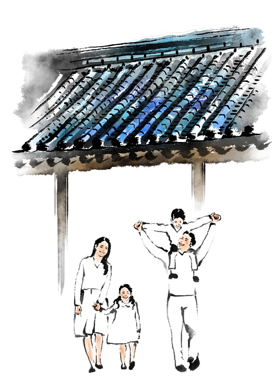 韩国传统元素水墨画图片下载