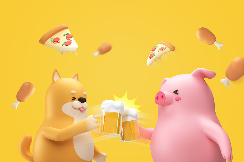 3D金猪人物，2019猪年卡通设计。005图片下载