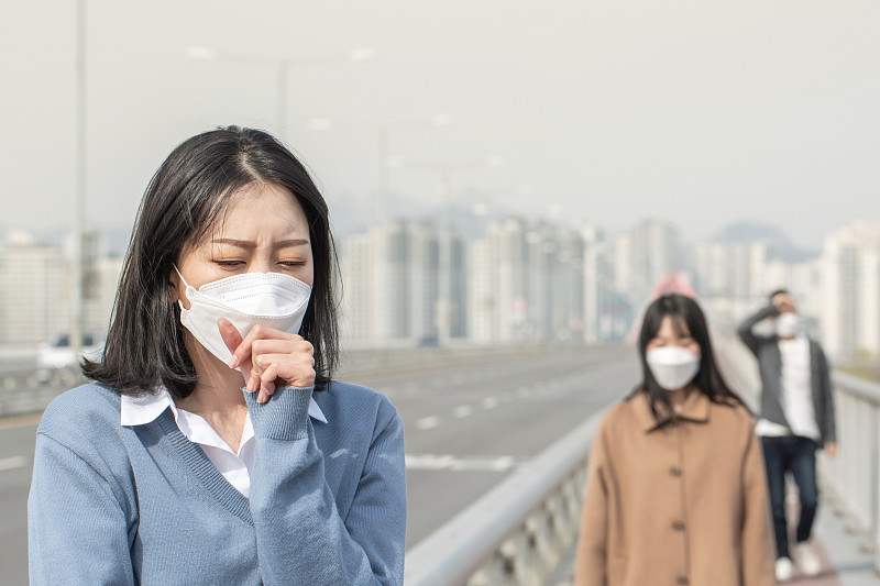 女人，面具，空气污染，天气，疼痛，咳嗽图片下载
