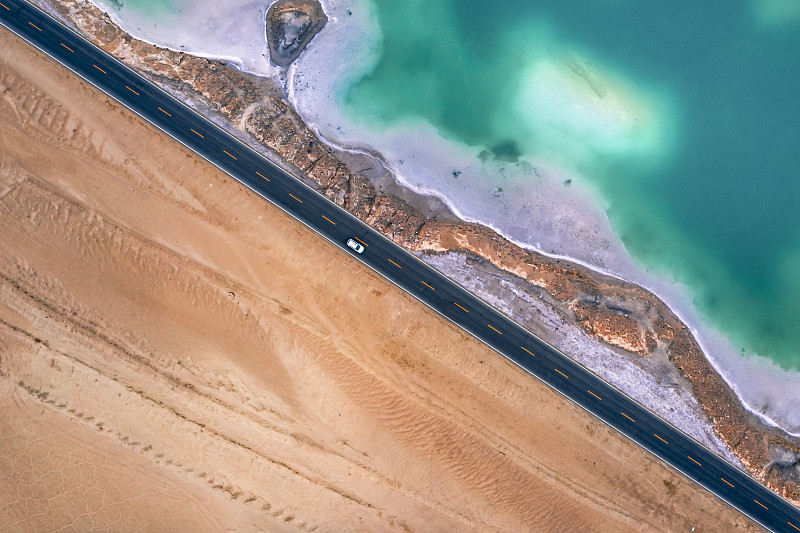 中国青海沙漠上的公路图片下载