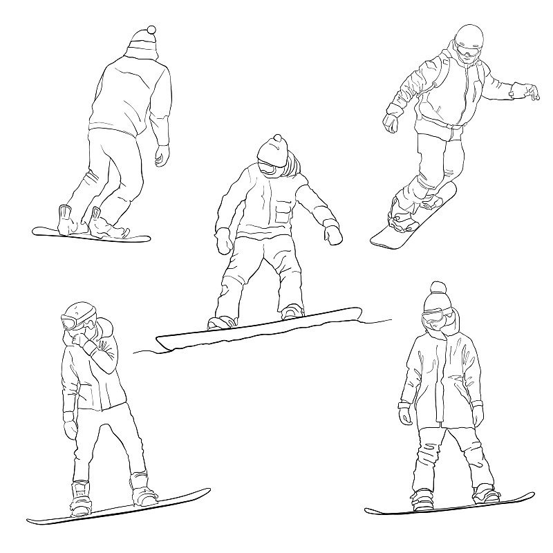 滑雪板简笔画图片情景图片