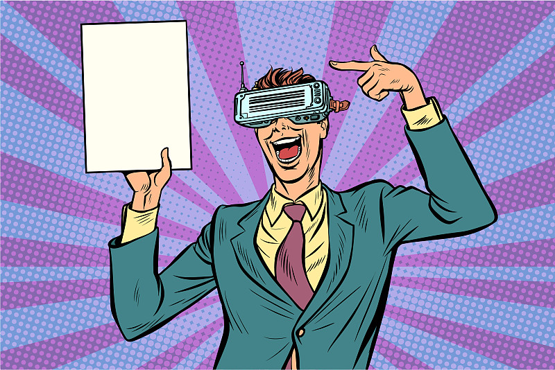 波普艺术虚拟现实vr眼镜商人图片下载
