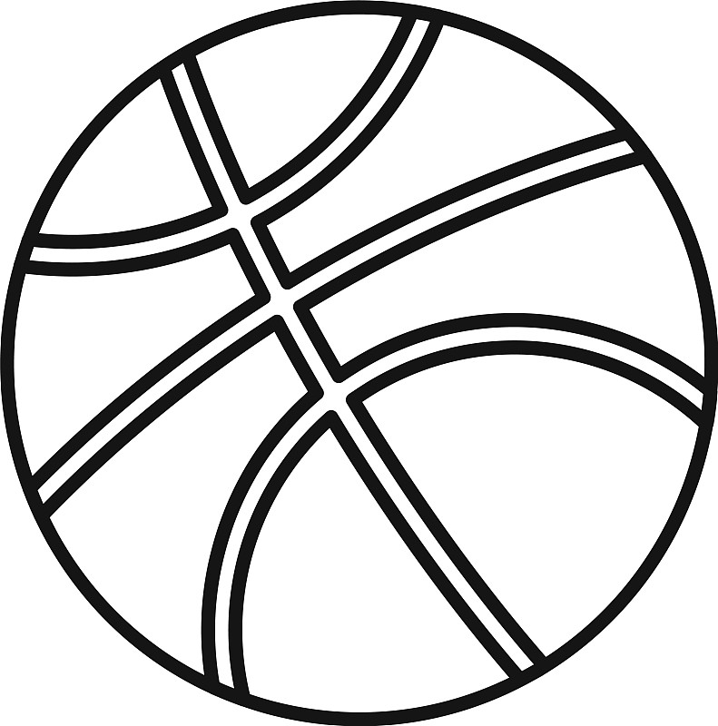黑白线条图篮球图片