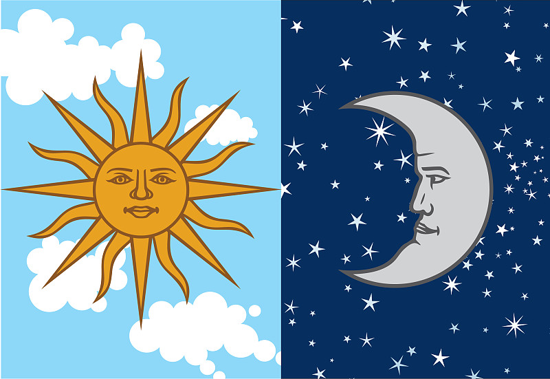 太阳和月亮结合的图案图片