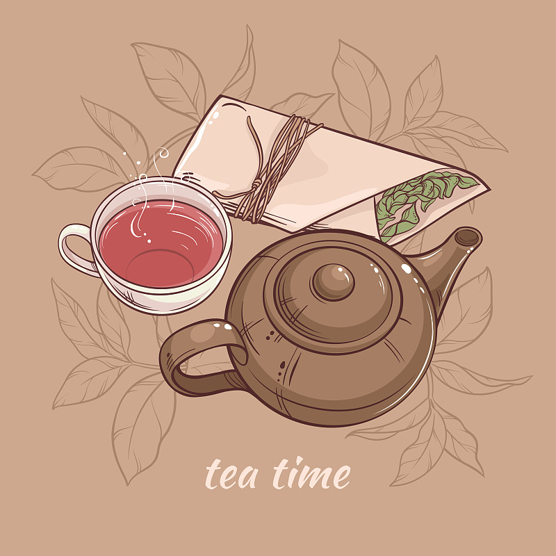 茶壶和一杯茶图片素材