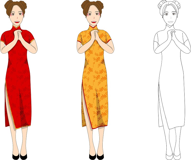 中国女人的红色旗袍图片下载