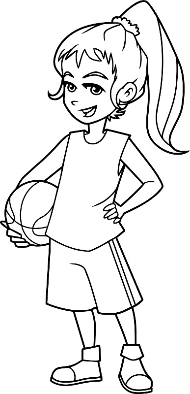 篮球女孩可爱简笔画图片