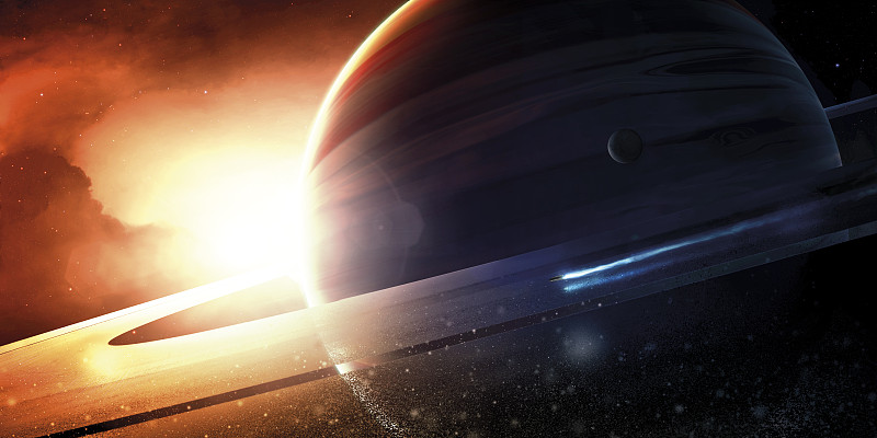 探索一颗类似土星的行星。图片下载