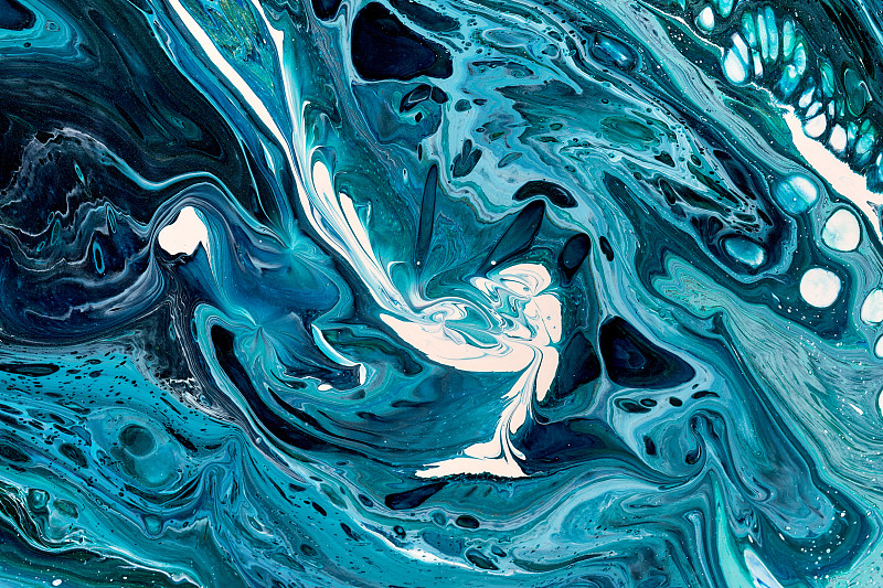 抽象色彩的背景纹理流体艺术丙烯酸颜料。绿松石蓝色的颜色图片下载