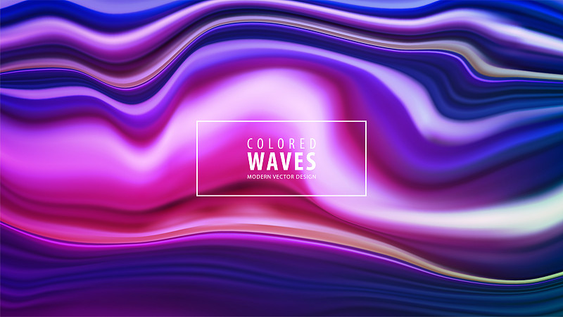现代彩色流量海报。波浪液体形状在蓝色背景。艺术设计。矢量插图EPS10图片下载