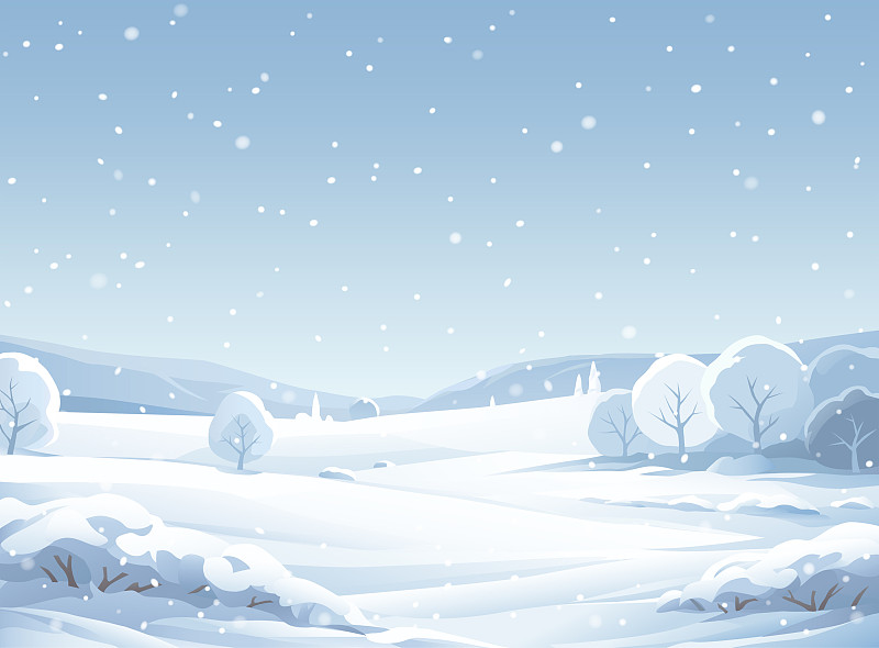 田园诗般的雪景图片素材