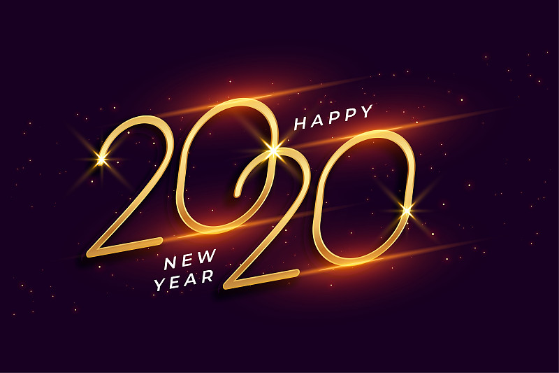 2020年新年快乐，金光闪闪的庆祝背景图片素材