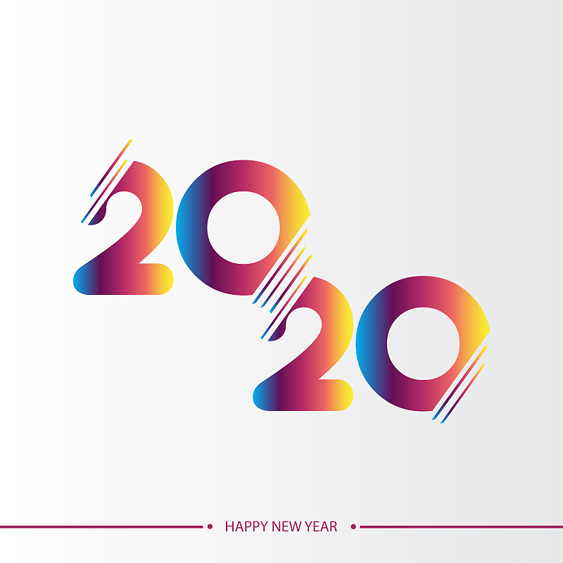 快乐2020年新年优雅的贺卡与梯度文字。向量。图片下载