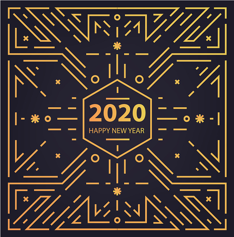 矢量新年2020几何卡片，旗帜，artdeco背景图片素材