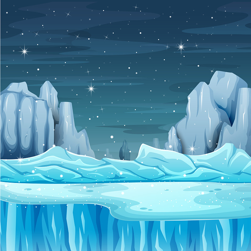 卡通自然冬季景观与冰山图片下载