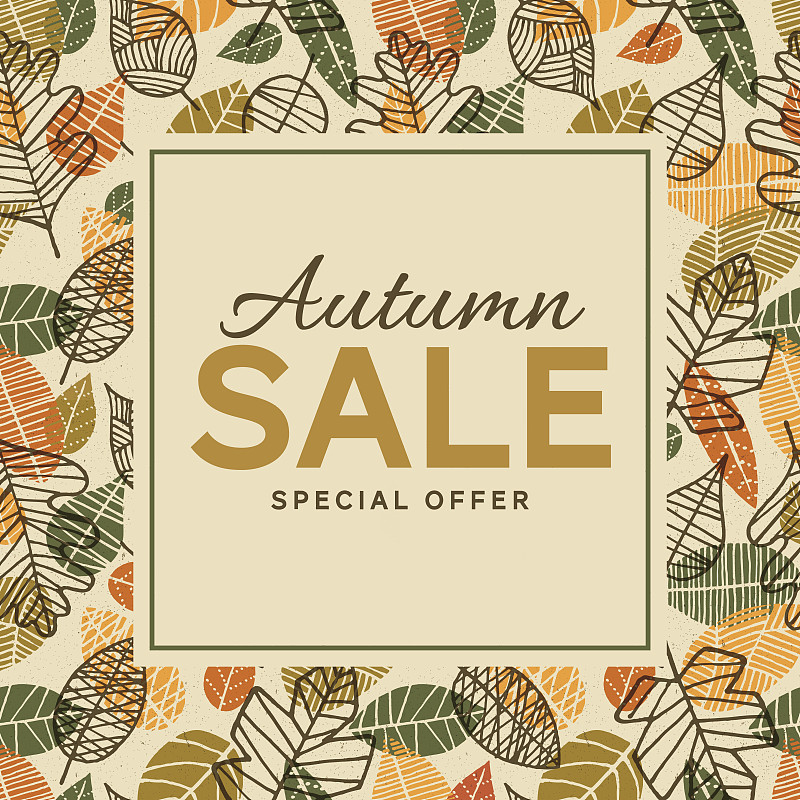 秋季销售背景模板与树叶图片下载