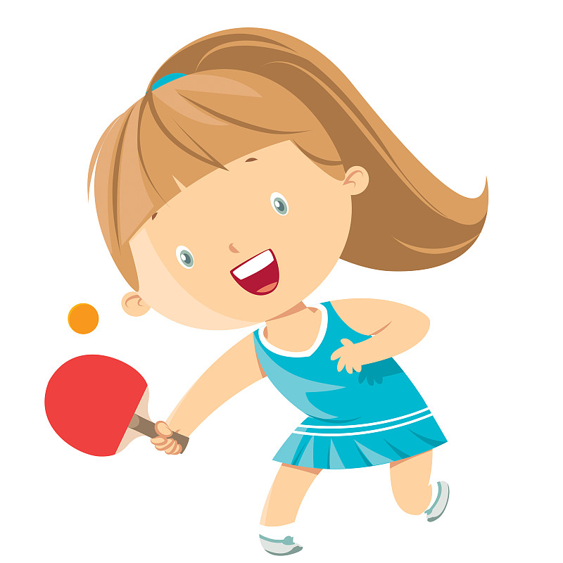 小女孩在打乒乓球图片下载