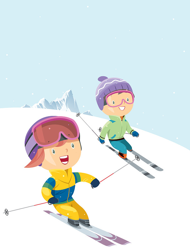 孩子滑雪背景图片下载