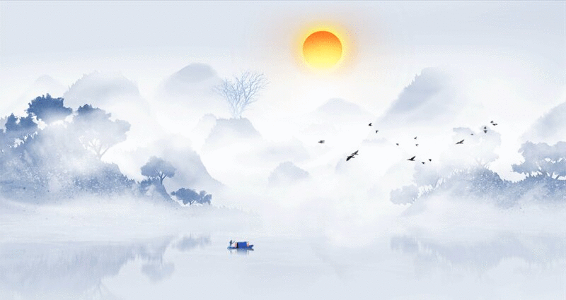 手绘中国风意境水墨山水风景画 GIF山水动图图片下载