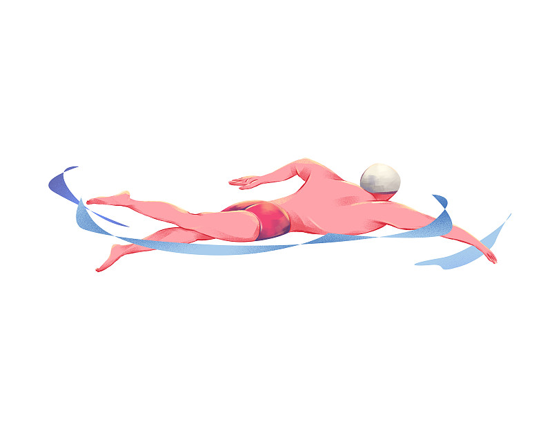 插画运动抽象几何游泳人物元素图片
