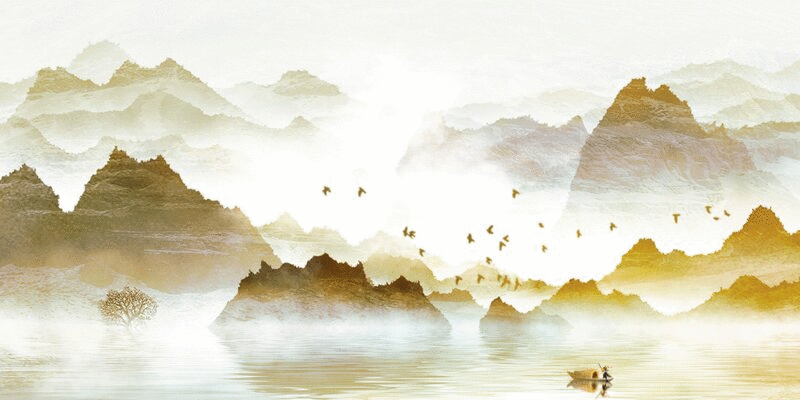手绘中国风意境水墨山水动图 GIF山水动图图片下载
