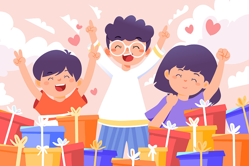 六一儿童节少儿出游宝宝周岁庆祝生日派对活动矢量插画下载
