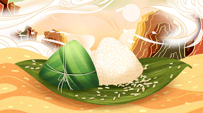 中国传统节日端午节白粽子插画图片
