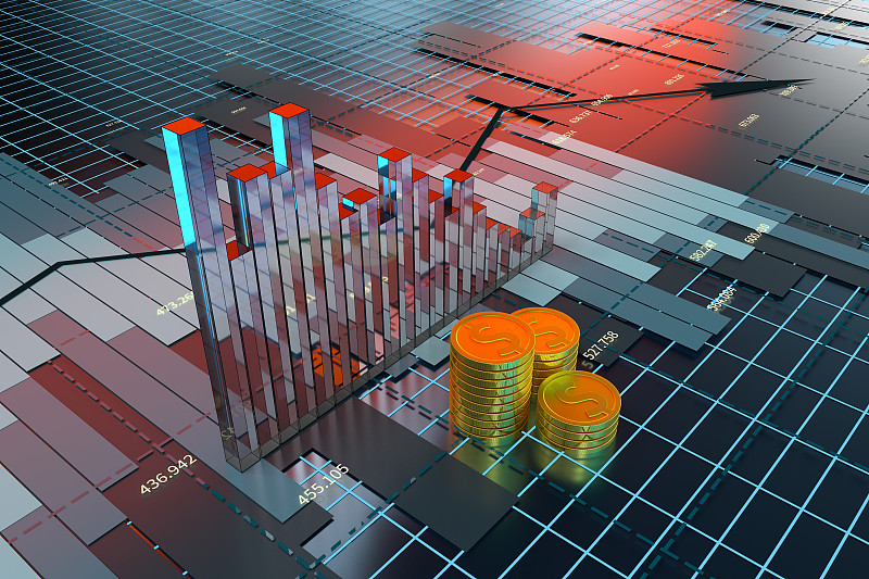 金融衰退折线图表模拟 3D渲染图片下载