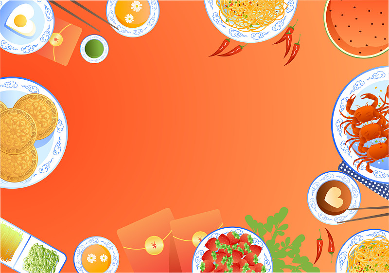 中秋节传统美食矢量插画图片