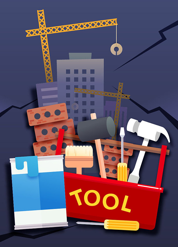 建筑工地和工具的教育矢量插图图片素材