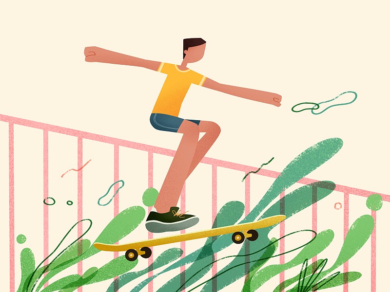 滑板运动插画图片