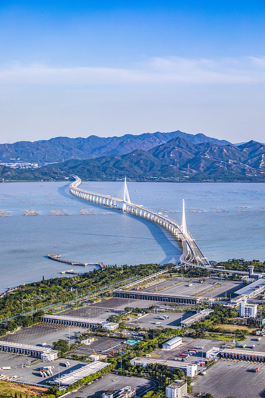 深圳湾大桥香港西部口岸城市风光全景图片素材