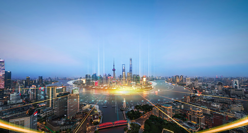 夜景上海陆家嘴东方明珠塔城市天际线建筑数据网络科技经济金融区图片下载