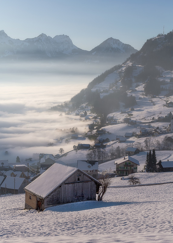 风景雪山对天空，阿姆登，瑞士图片素材