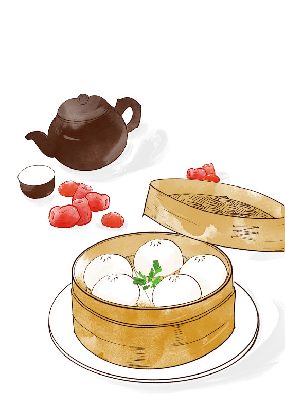 水彩美食插画传统美食饺子下载