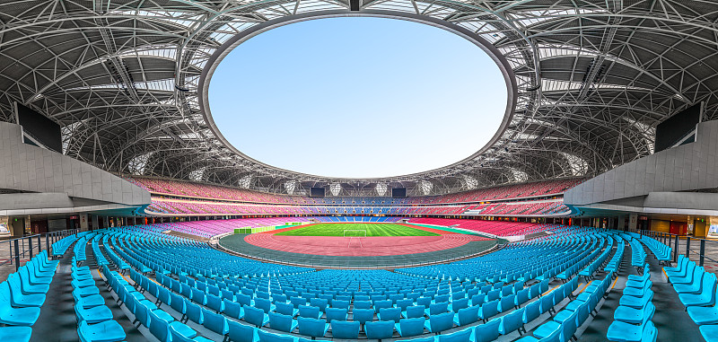 杭州奥体中心体育场内部全景图片素材