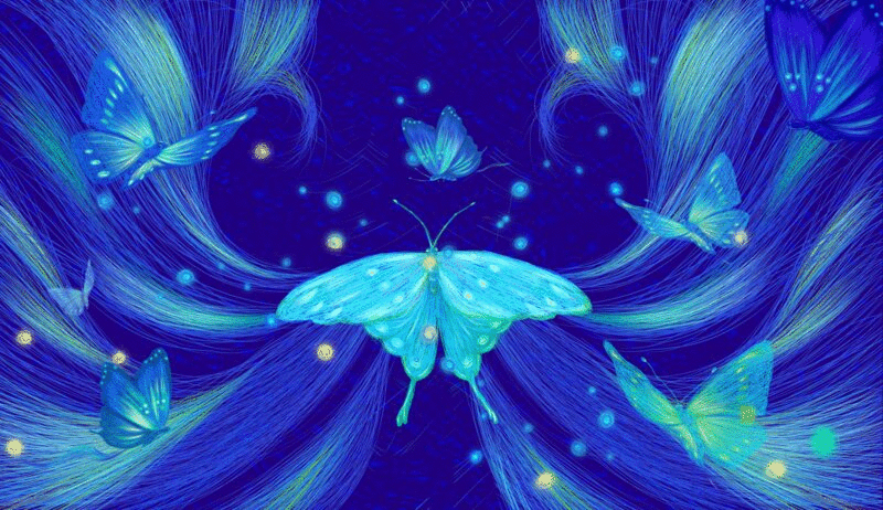 夜里飞舞的蝴蝶插画下载