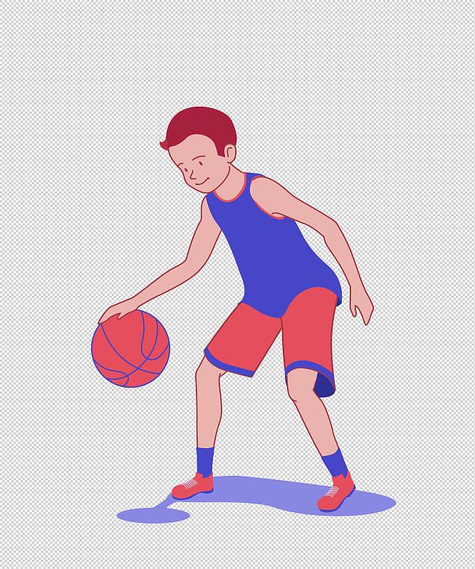 穿篮球服小男孩低头拍篮球姿势图片素材