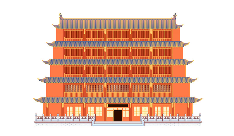广州镇海楼建筑矢量插画图片