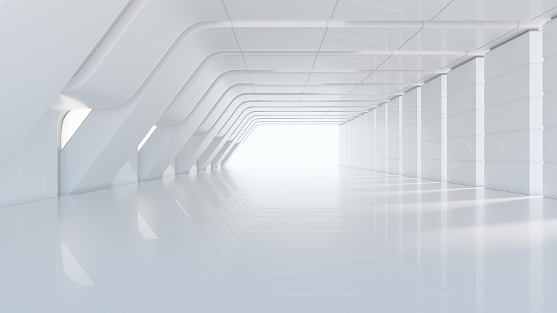 三维渲染的现代风格的科幻隧道走廊图片下载