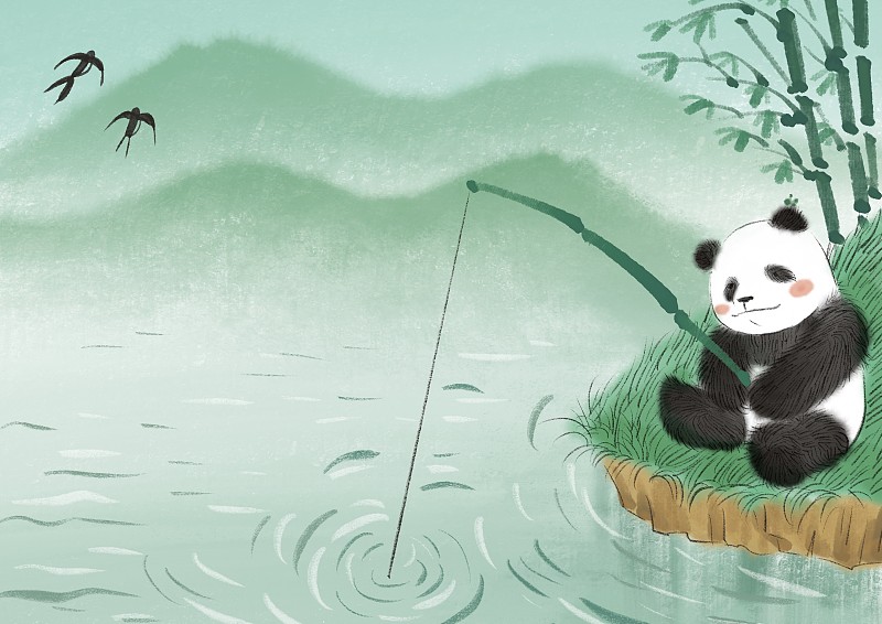 熊猫钓鱼图片下载