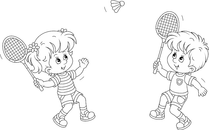 男生打羽毛球的简笔画图片