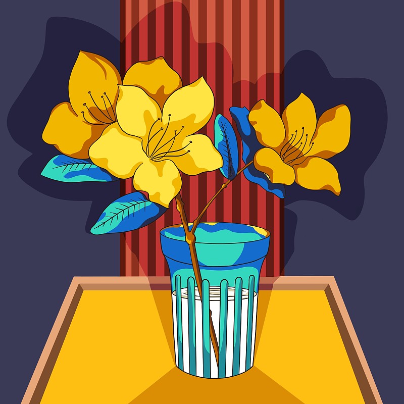杯子里鲜艳的花朵-杜鹃花图片素材